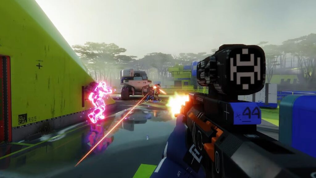 Shooting an enemy in Marathon