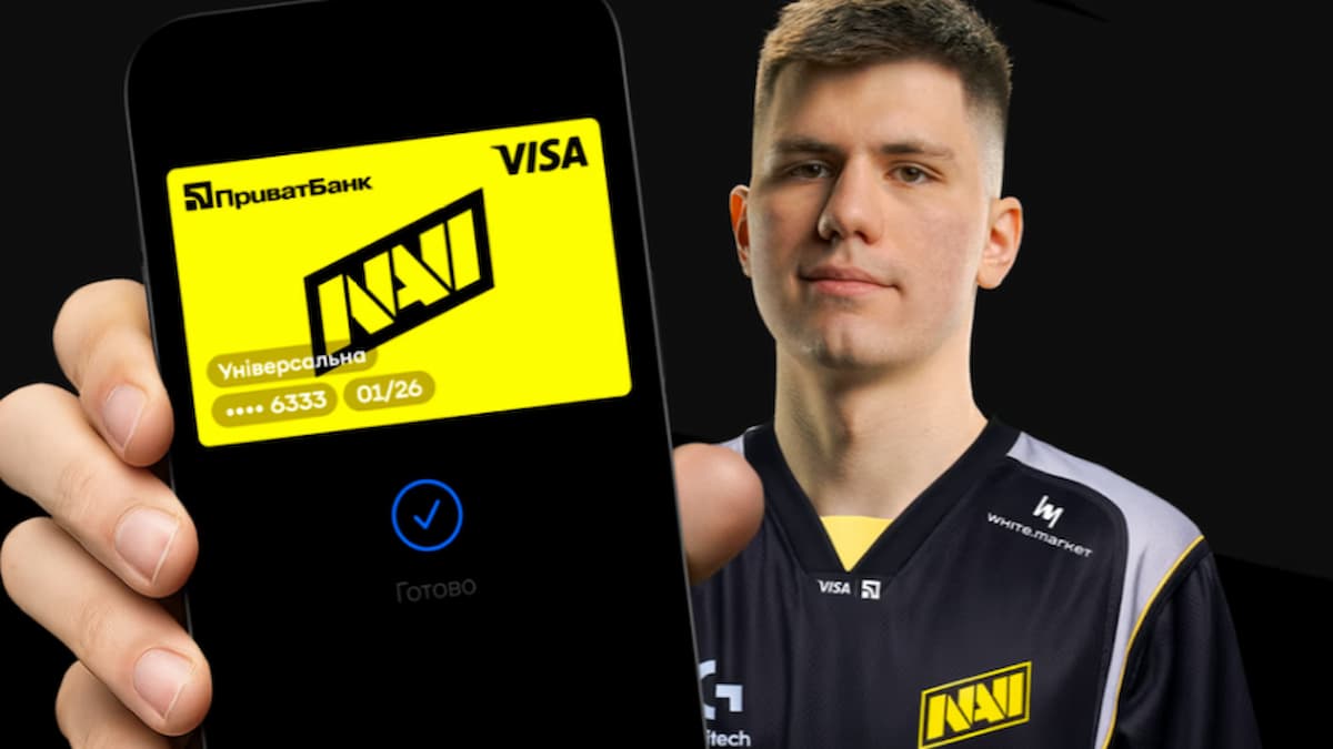 CS2 player b1t promoting the new PrivatBank x Visa x NAVI card