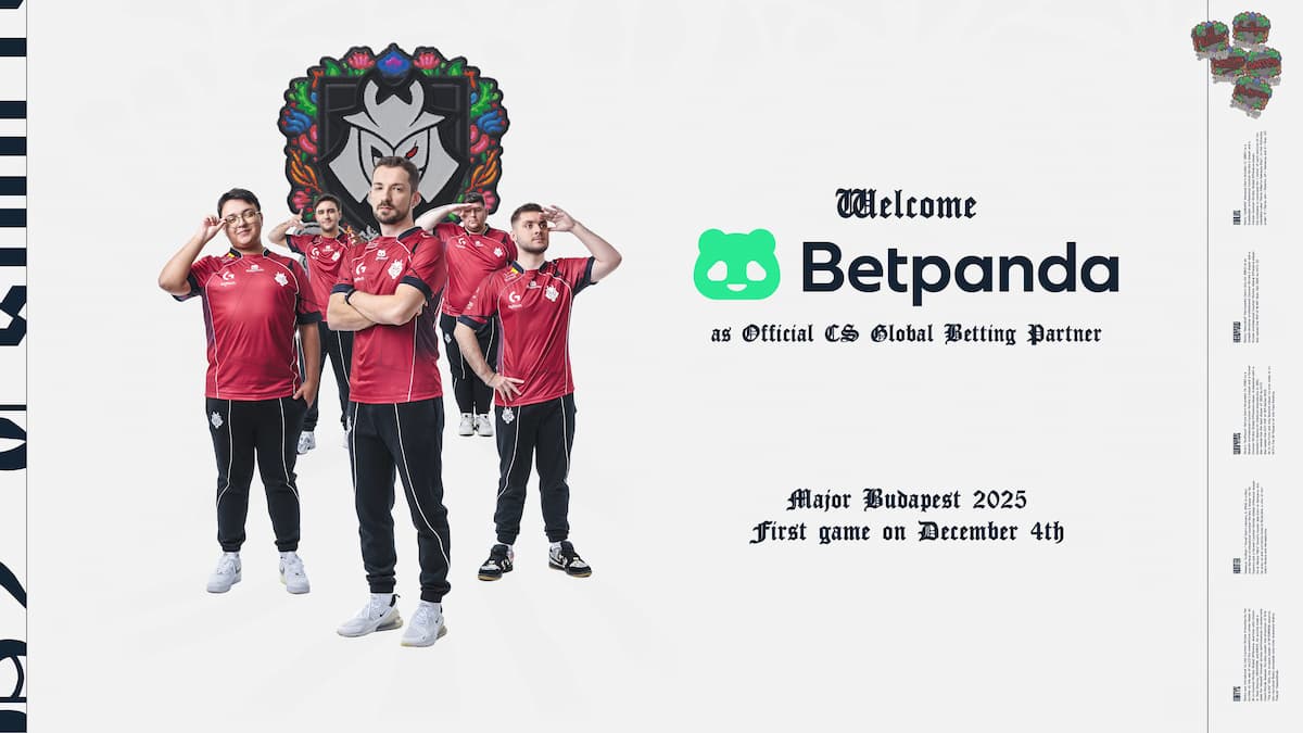 G2 CS2 roster in a poster for Budapest Major and Betpanda announcement