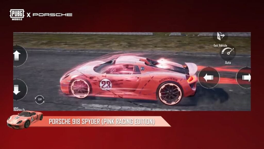 Porsche 918 Spyder in Pink Racing Edition PUBG Mobile