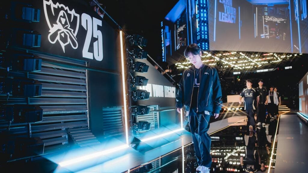 Peanut of Hanwha Life Esports walks off stage at League of Legends Worlds 2025 Knockout Stage on October 28, 2025 in Shanghai, China.