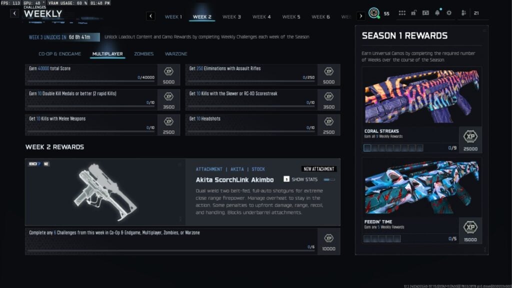 Week 2 multiplayer challenges in BO7 Season 1