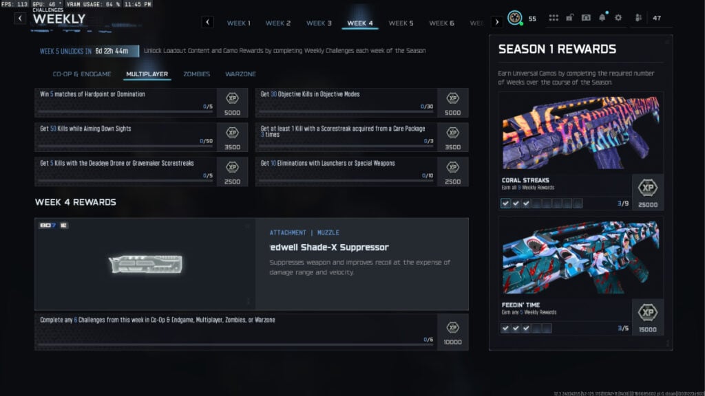 Week 4 multiplayer challenges in BO7 Season 1