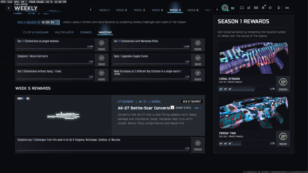 Week 5 Warzone challenges in BO7 Season 1
