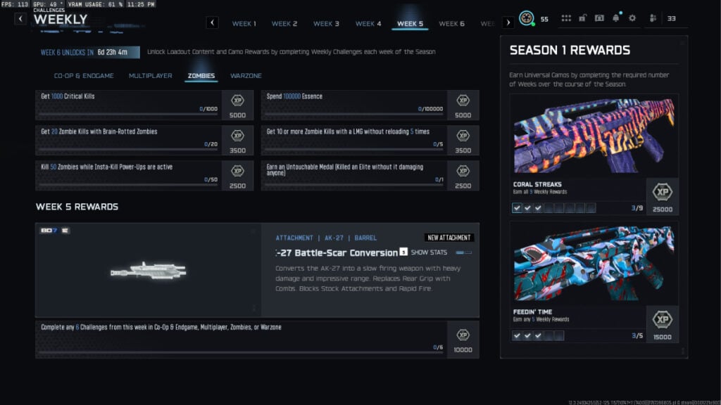 Week 5 Zombies challenges in BO7 Season 1