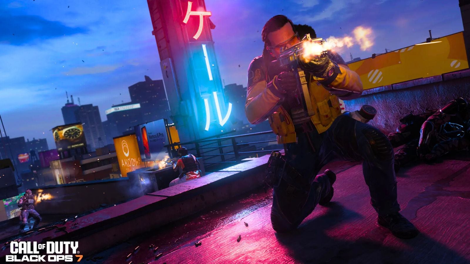 An operator shooting at enemies on Yakei, one of the new maps in Black Ops 7 Season 1 Reloaded