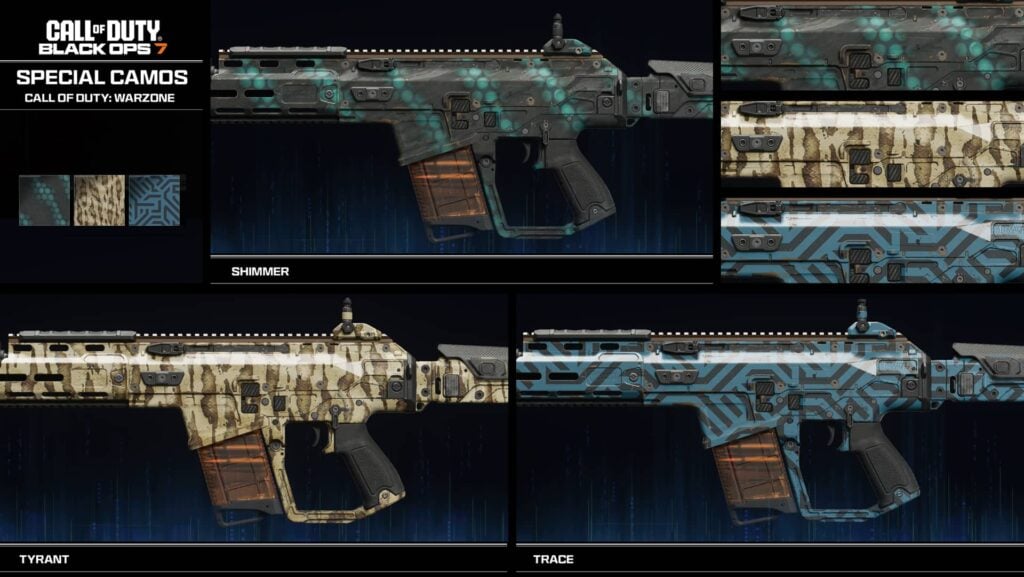 Special Camos under the BO7 Warzone camo challenges