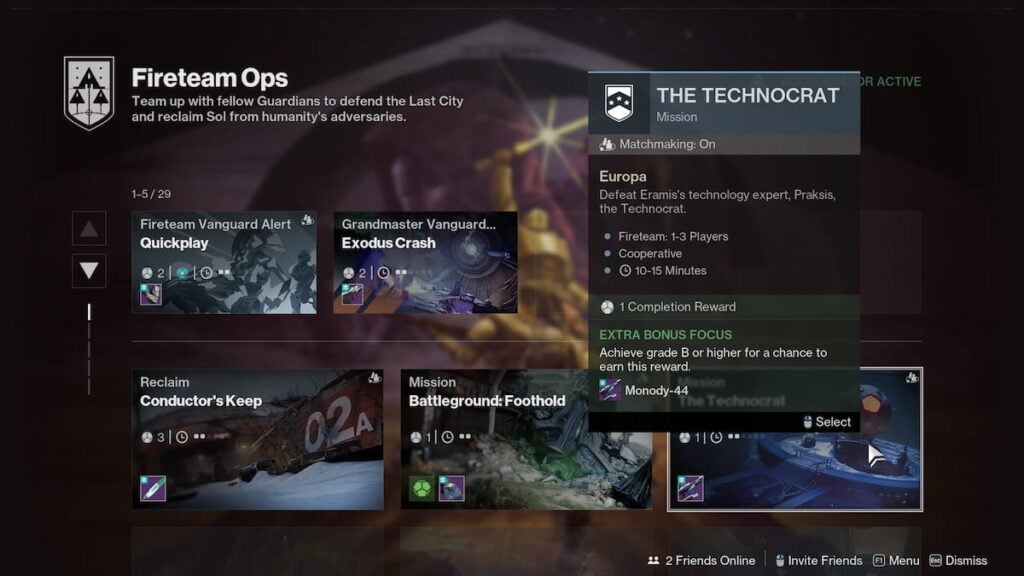 Monody-44 as a Bonus Focus drop in the Portal