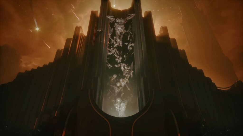 close up of a statue in Saros from the gameplay trailer