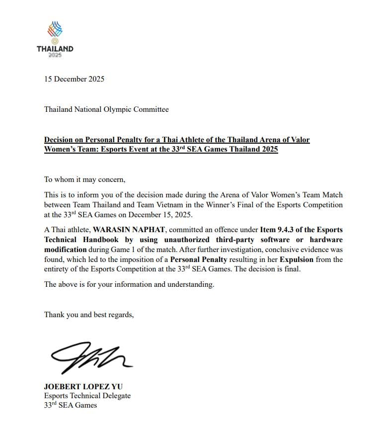 SEA Games' technical ruling on Tokyogurl cheating scandal