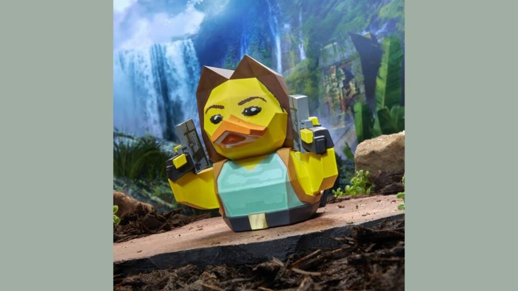 A Tubbz rubber duck of classic Tomb Raider Lara Croft