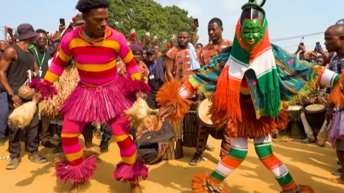 IShowSpeed performing the Zaouli tribal dance in Ivory Coast