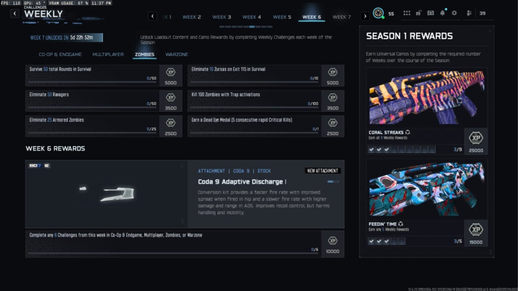 Week 6 Zombies challenges in BO7 Season 1