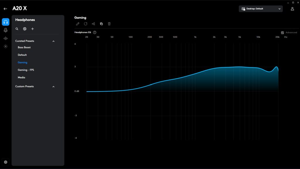 Screenshot of the Logitech G Hub.