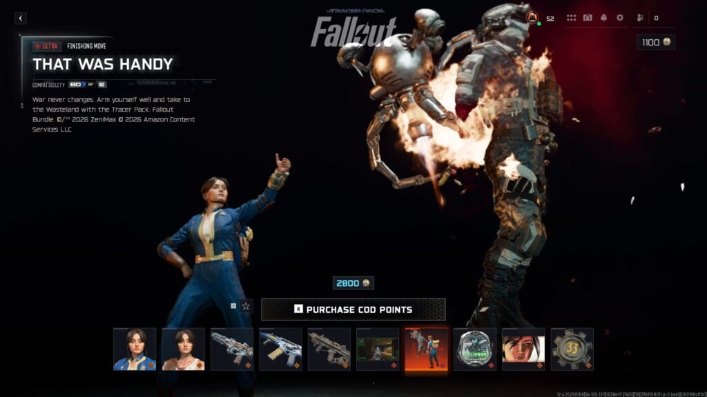 That Was Handy finishing move from Fallout Bundle in Black Ops 7 and Warzone
