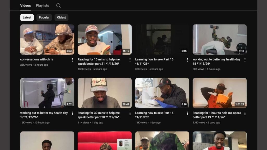 Kai Cenat's videos on his previously secret YouTube channel, kai's Mind