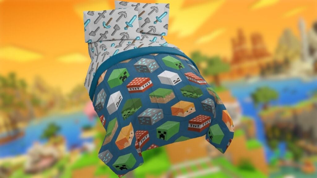 Minecraft throw blanket.