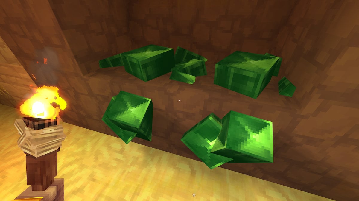 Picture showing the Thorium Ores with torch in Hytale.