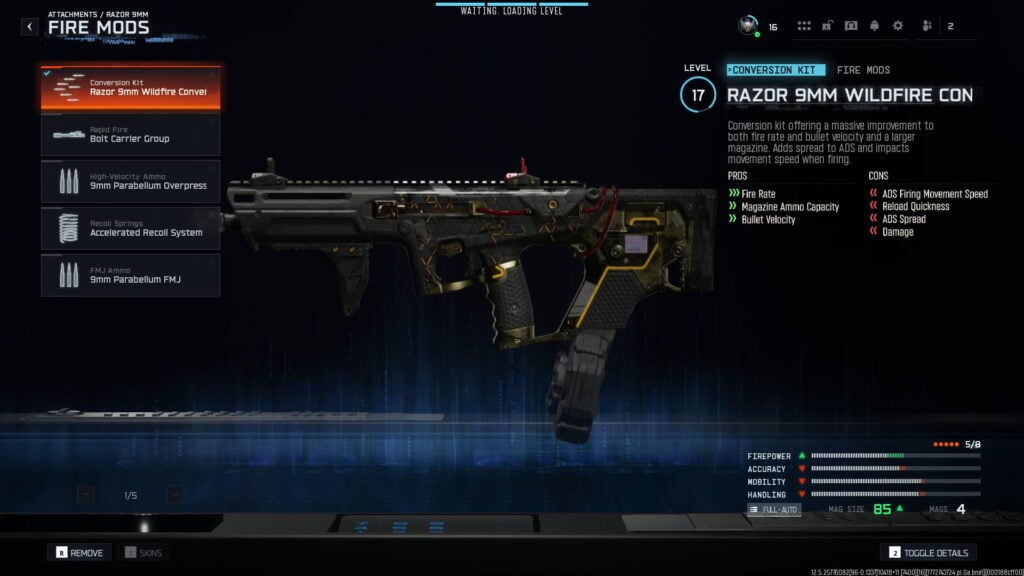 Razor 9mm Wildfire Conversion fire mod attachment in Black Ops 7