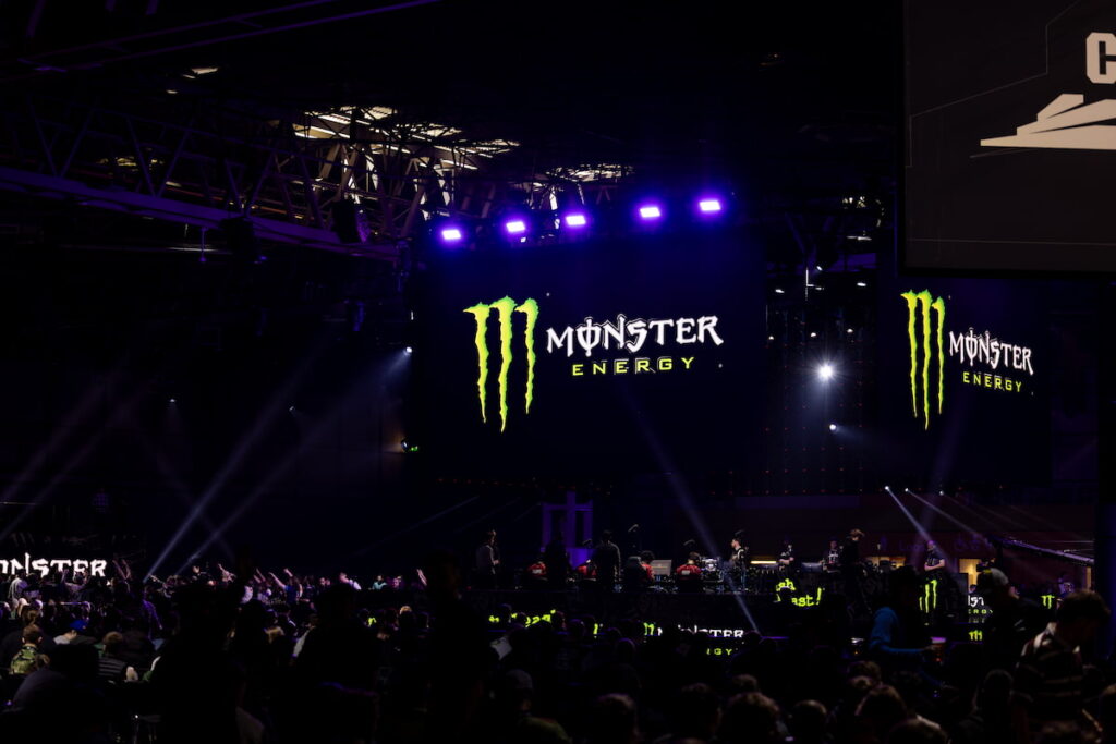 CDL arena with Monster Energy logos on the screen