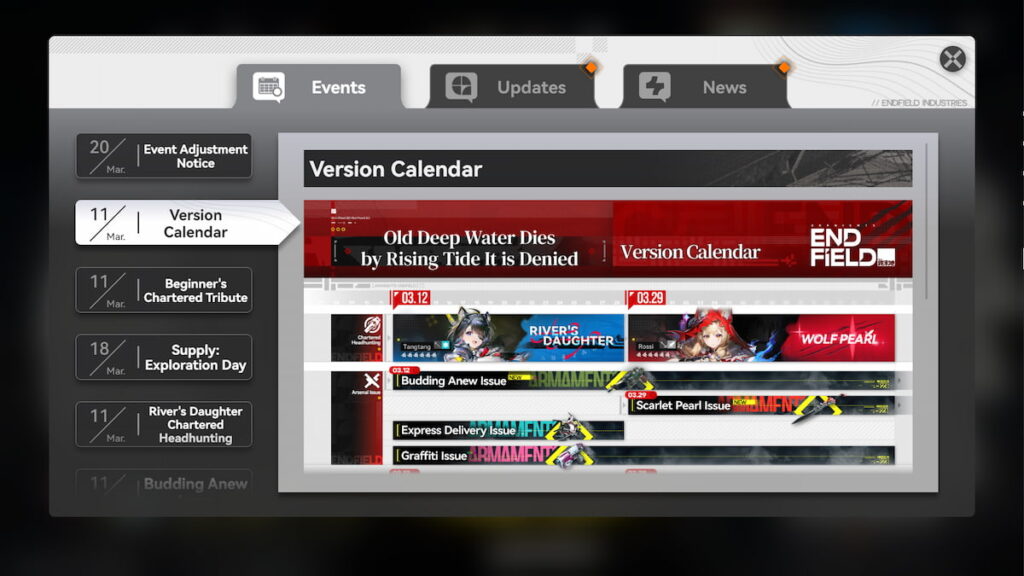 Arknights: Endfield version 1.1 banners
