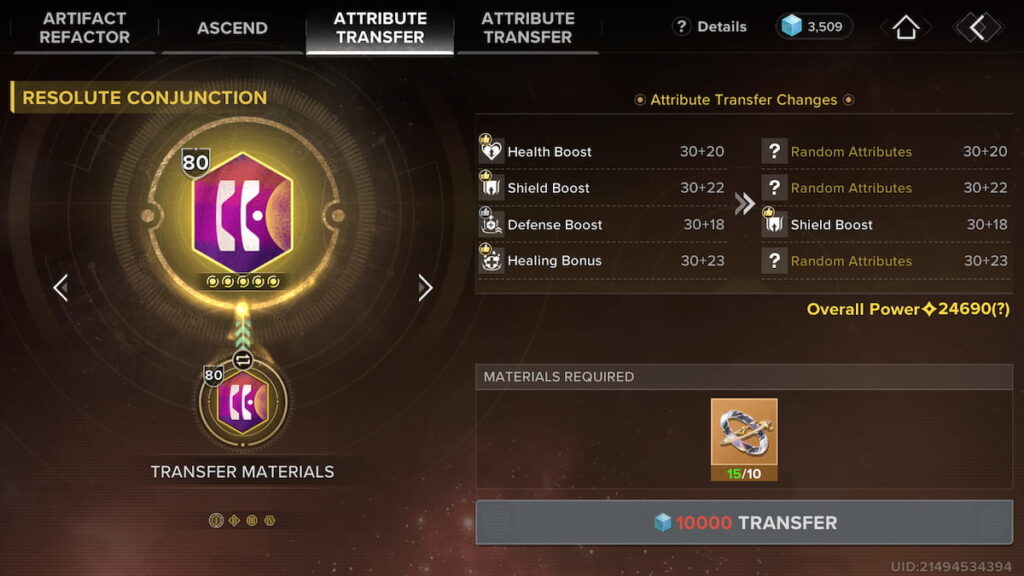 Attribute Transfer in Destiny: Rising